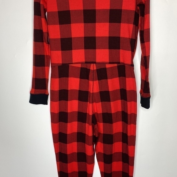 Old Navy Thermal Knit Red Black Plaid One Piece Pajama Large - Picture 6 of 9